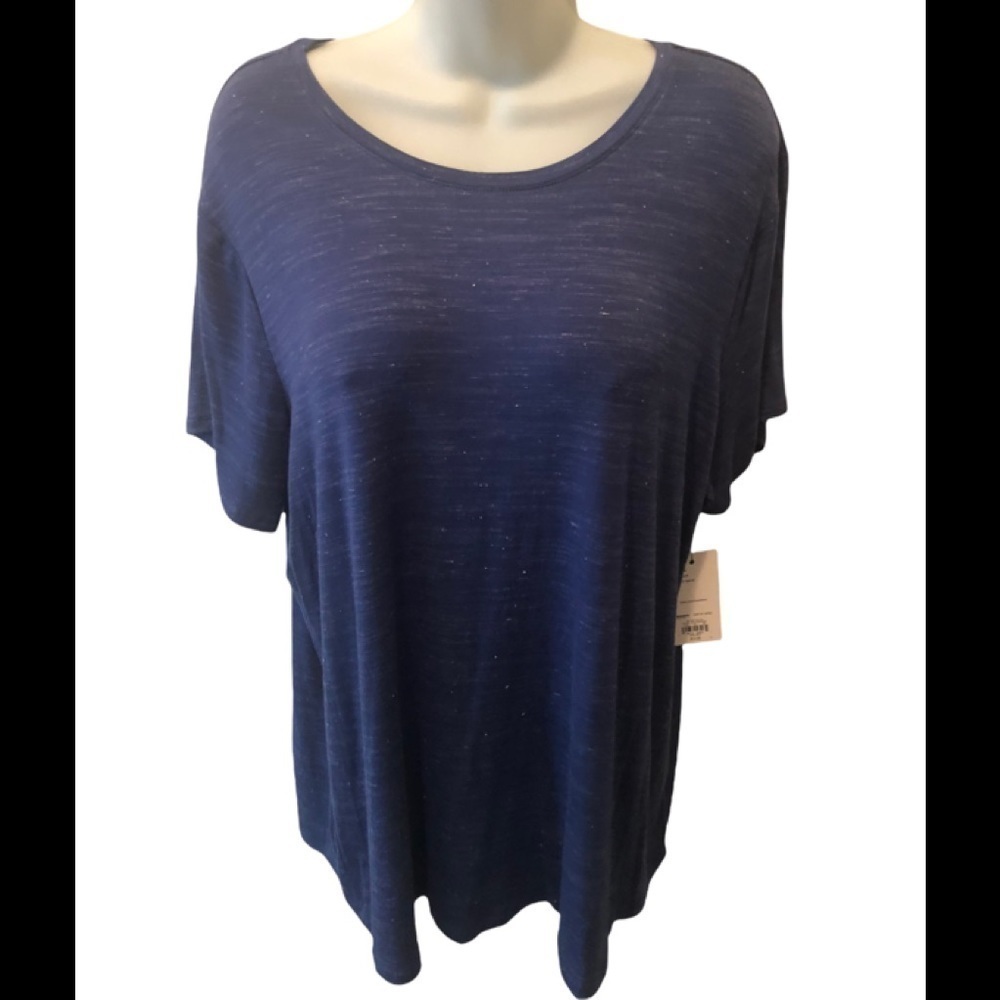 Nine West Soft Spun Short Sleeve Blue Speckled Tee Size XXL Supersoft Stretch